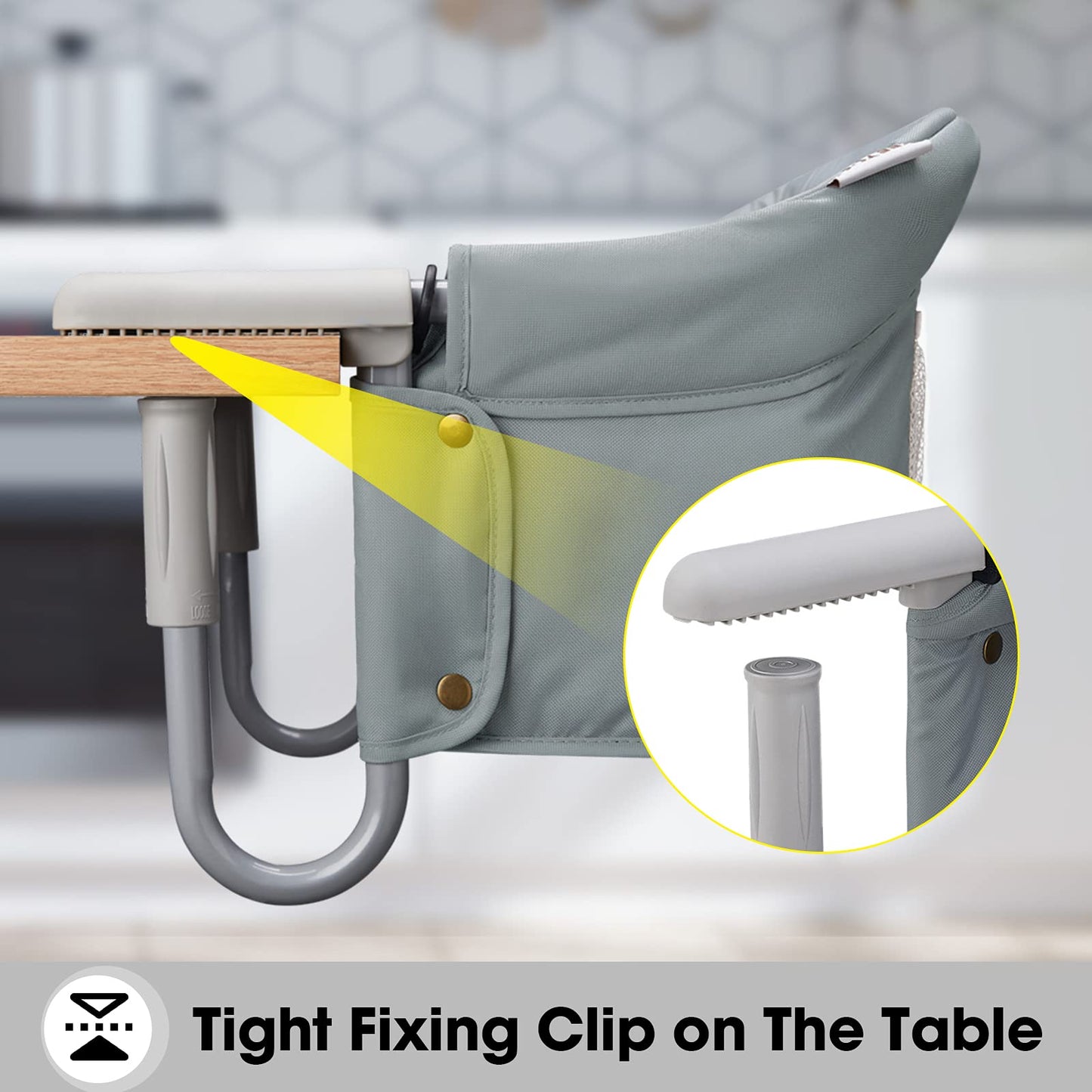 Hook On Chair, Veeyoo Clip On High Chair Folding Fast Table Chair With Storage Bag, Portable Baby Feeding Seat Attach To Table F