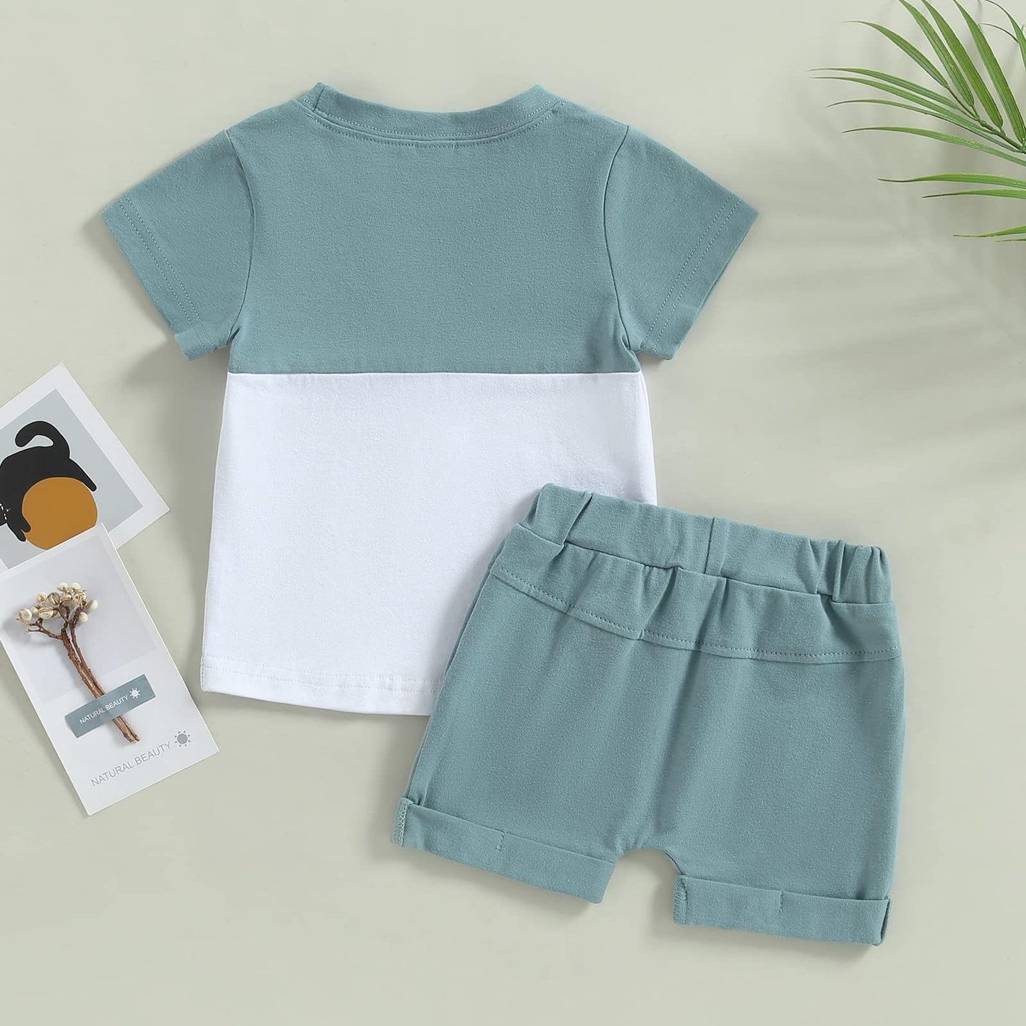 Fhutpw Baby Toddler Boy Clothes Summer Outfits 6 12 18 24 Months Patchwork Short Sleeve T Shirt & Shorts Sets With Pockets