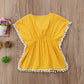 Douhoow Toddler Baby Girls Swim Cover-Up Beach Sundress Summer Poncho Rash Guards (Yellow, 1-2T)