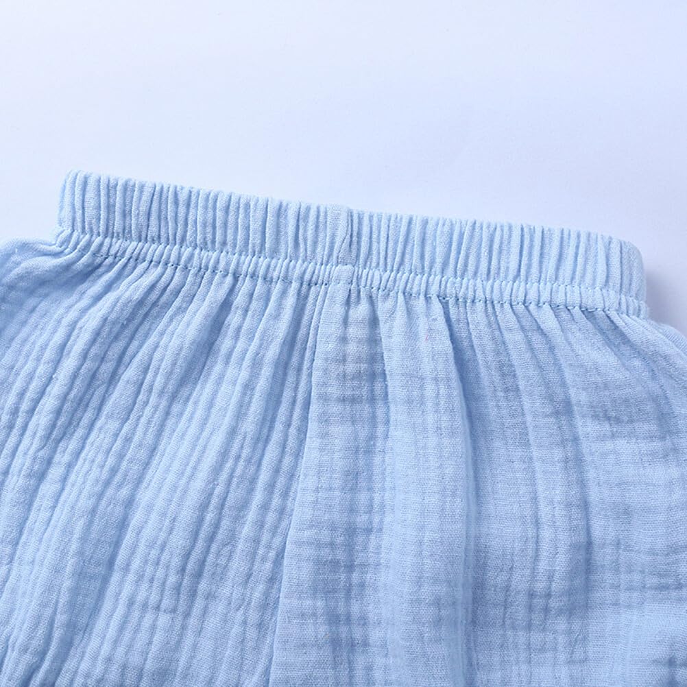 Rukosu Baby Girls Boys Bloomers Newborn Toddler Kids Unisex Cotton Linen Shorts Solid Color Cute Pp Pants Blue 12-24 Months