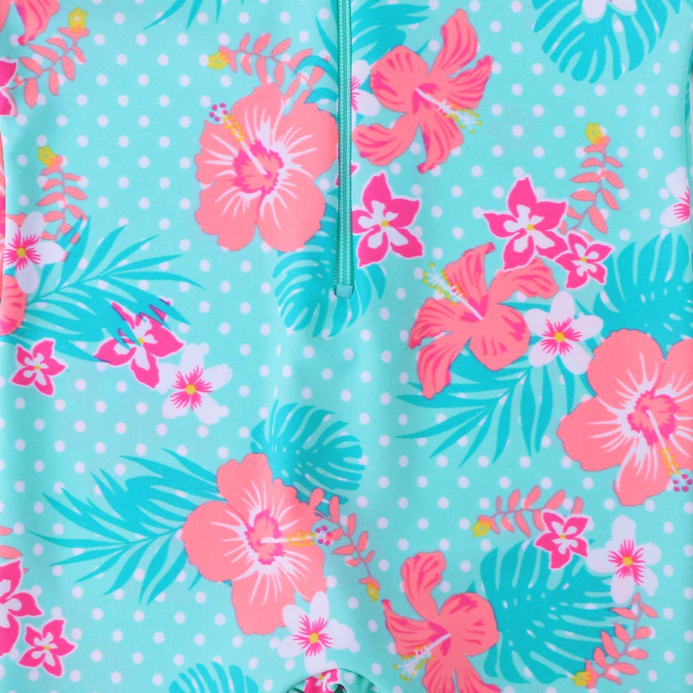 Huaaniue Baby/Toddler Girl Swimsuit Long Sleeve Rashguard Swimwear Cyan 3-4 T