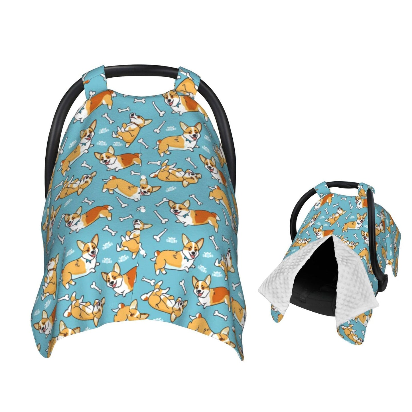 Muishi Kawaii Corgi and Bone Baby Car Seat Canopy Nursing Cover for Newborn Car Seat Breastfeeding Covers Blanket Newborn Shower