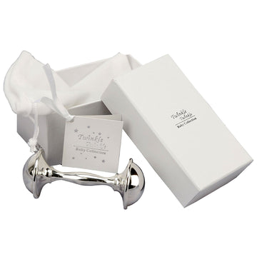 Twinkle Twinkle Decorative Silver Plated Babys Rattle by Widdop Bingham