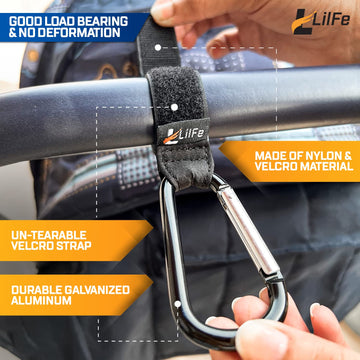 4 Pcs Stroller Hooks For Hanging Bags - Multi-Purpose Convenient Stroller Clips For Diaper Bag, Purse Hanging On Buggy Or Pram-