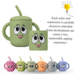 Fumiko Sippy Cups For Toddlers 1-3 - Adorable Personality Designs, Built-In Straw Lock, Easy-Grip Handles, (Starry Green)