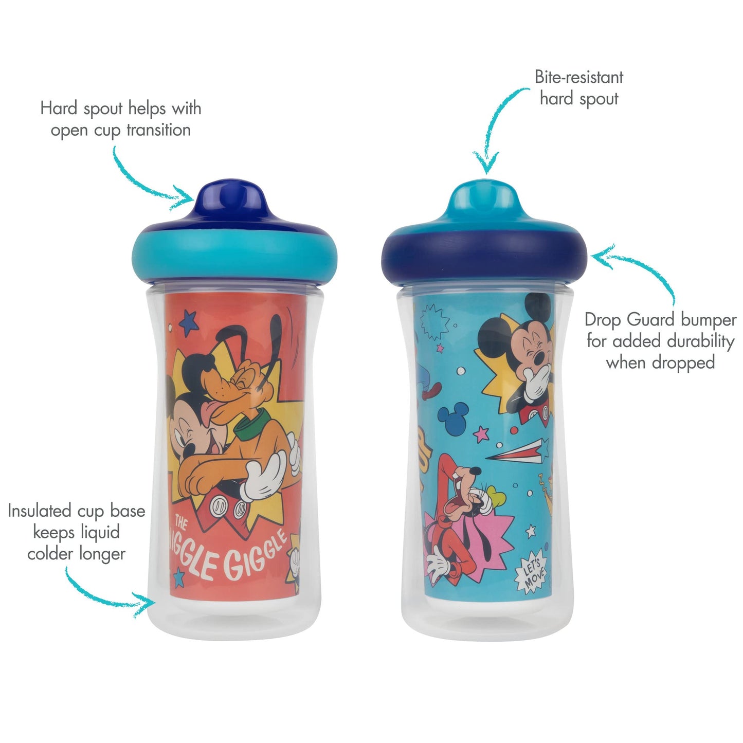 The First Years Disney Mickey Mouse Kids Insulated Sippy Cups - Dishwasher Safe Spill Proof Toddler Cups - Ages 12 Months And Up