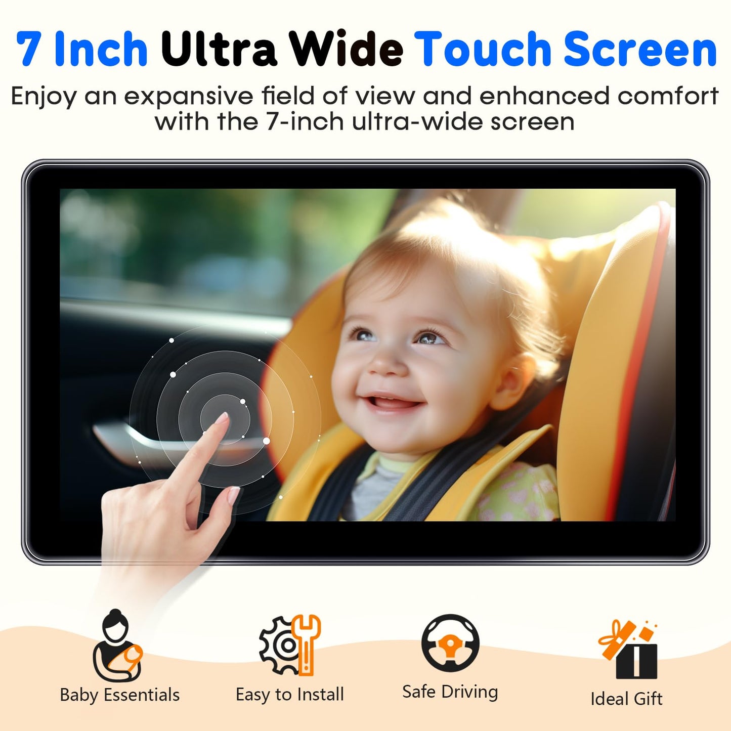 Yakry 7-Inch Baby Car Camera 1080P - Hd Touchscreen, 3X Zoom, 940Nm Night Vision, 150? Wide Angle, Easy Install For Enhanced Bab