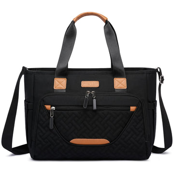 Fhelad Diaper Bag Tote Bag, Large Tote Diaper Bag With 16 Inch Laptop Compartment, Crossbody Toddler Diaper Bag For Mom (Black)
