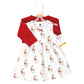 Hudson Baby Baby Girls' Cotton Dress And Cardigan Set, Fancy Rudolph, 5T