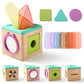 Youuys Wooden Baby Tissue Box Toy - Montessori Tissue Box Toy for Babies 12 Months with 3 Shape Blocks & 8 Silk Paper, Baby Boy 
