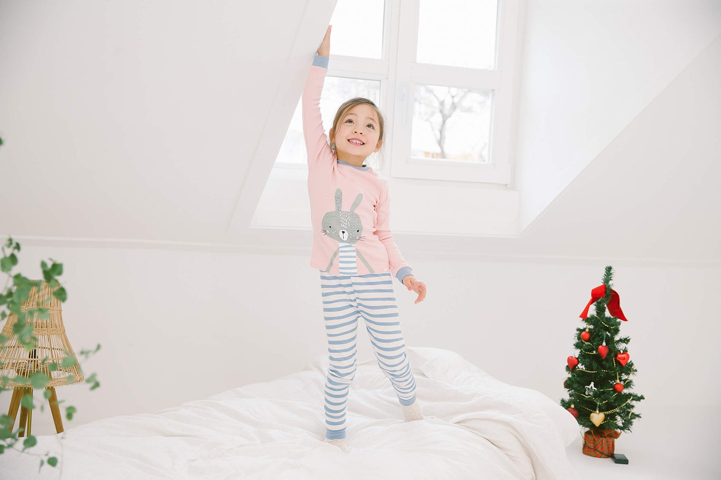 Vaenait Baby Kids Girls Boys Cotton Sleepwear Pajama 2Pcs Set Pink Bunny 4-5T/L