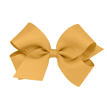 Wee Ones Girls' Classic Grosgrain Hair Bow On A Weestay Clip With Plain Wrap, Medium, Old Gold