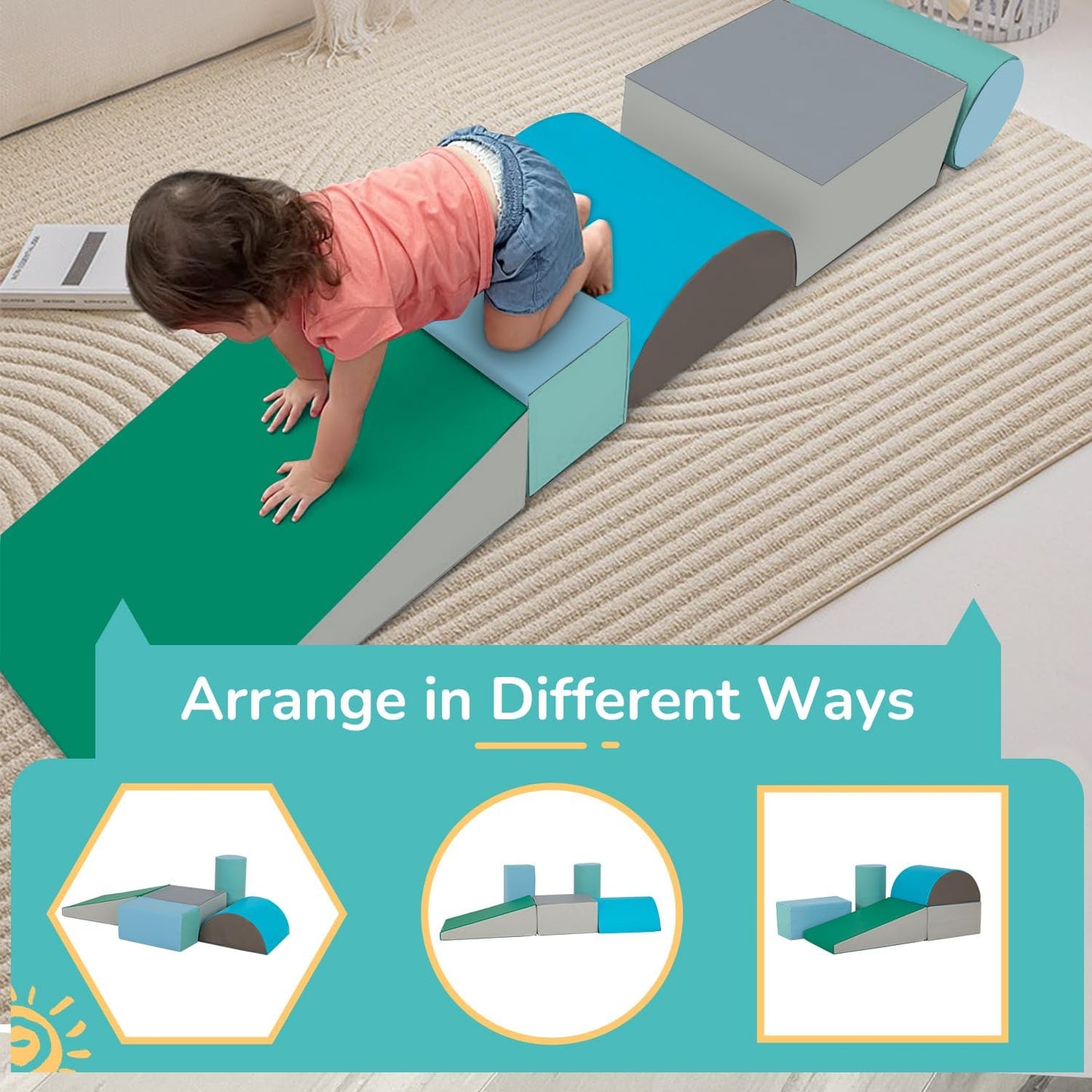 Soft Play Climbing For Toddlers Baby Climbing Toys Soft Play Equipment 5-Piece Baby Climb Soft Play Set Baby Climbing Blocks (Bl