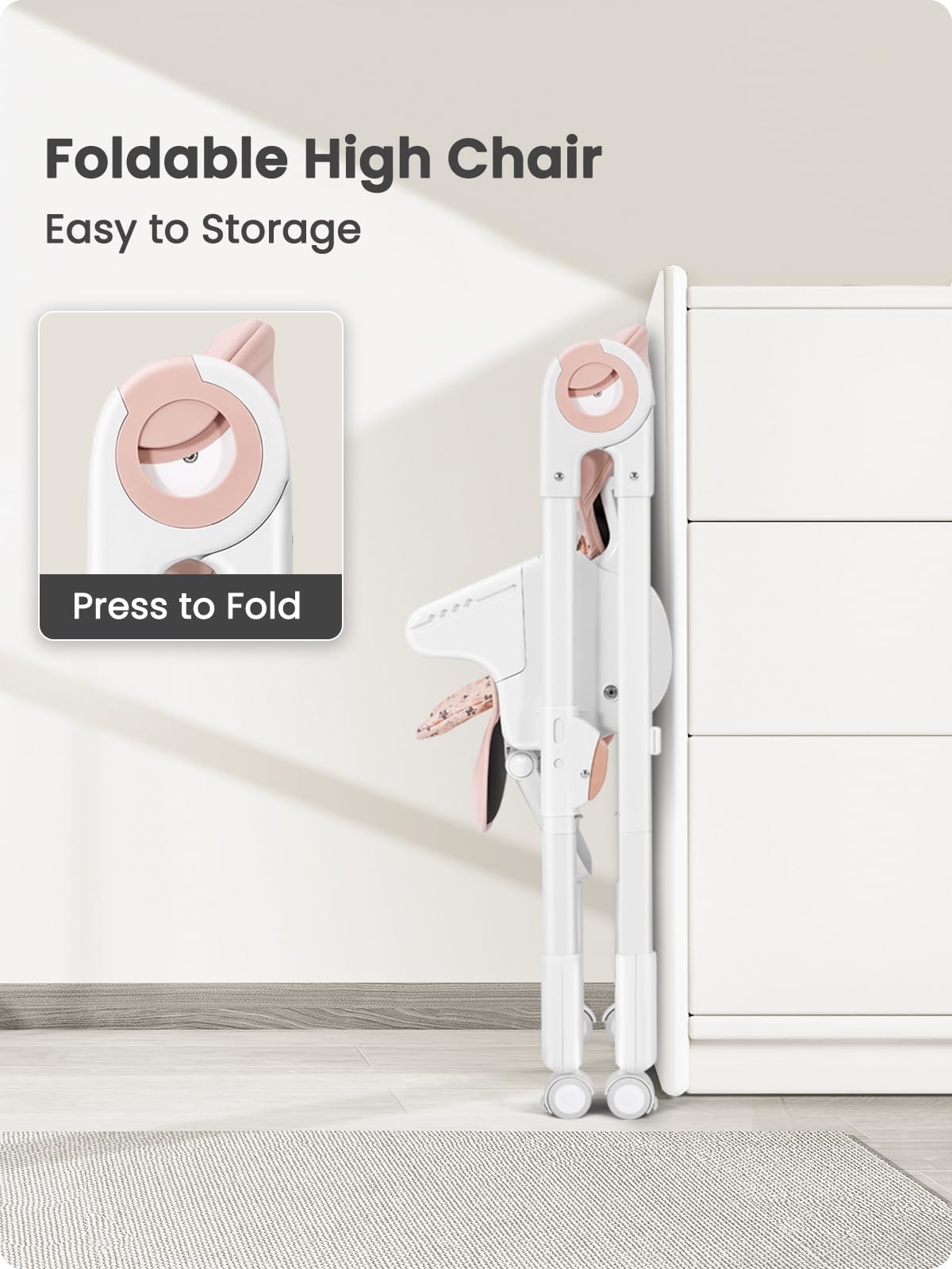Babilous Convertible High Chairs For Babies And Toddlers, Foldable High Chair With Adjustable Backrest, Footrest And Tray, Baby