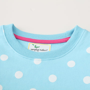 Akyzic Little Girl Sweatshirt Flamingo Long Sleeve Crewneck Blue Shirts Children Winter Outfits Cute Tops Kids Polka Dot Sweater