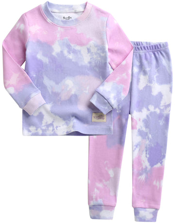 Vaenait Baby Kids Junior 100% Cotton Sleepwear Pajamas 2Pcs Set Tiedye-Bluepurple-250 M
