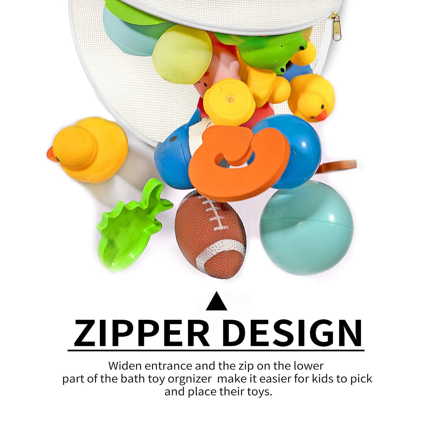 Baby Bath Toy Organizer, quick drying, and mould proof, Multiple-Suspension Bath Toy Holder, Large Capacity Multi Use Bathtub To