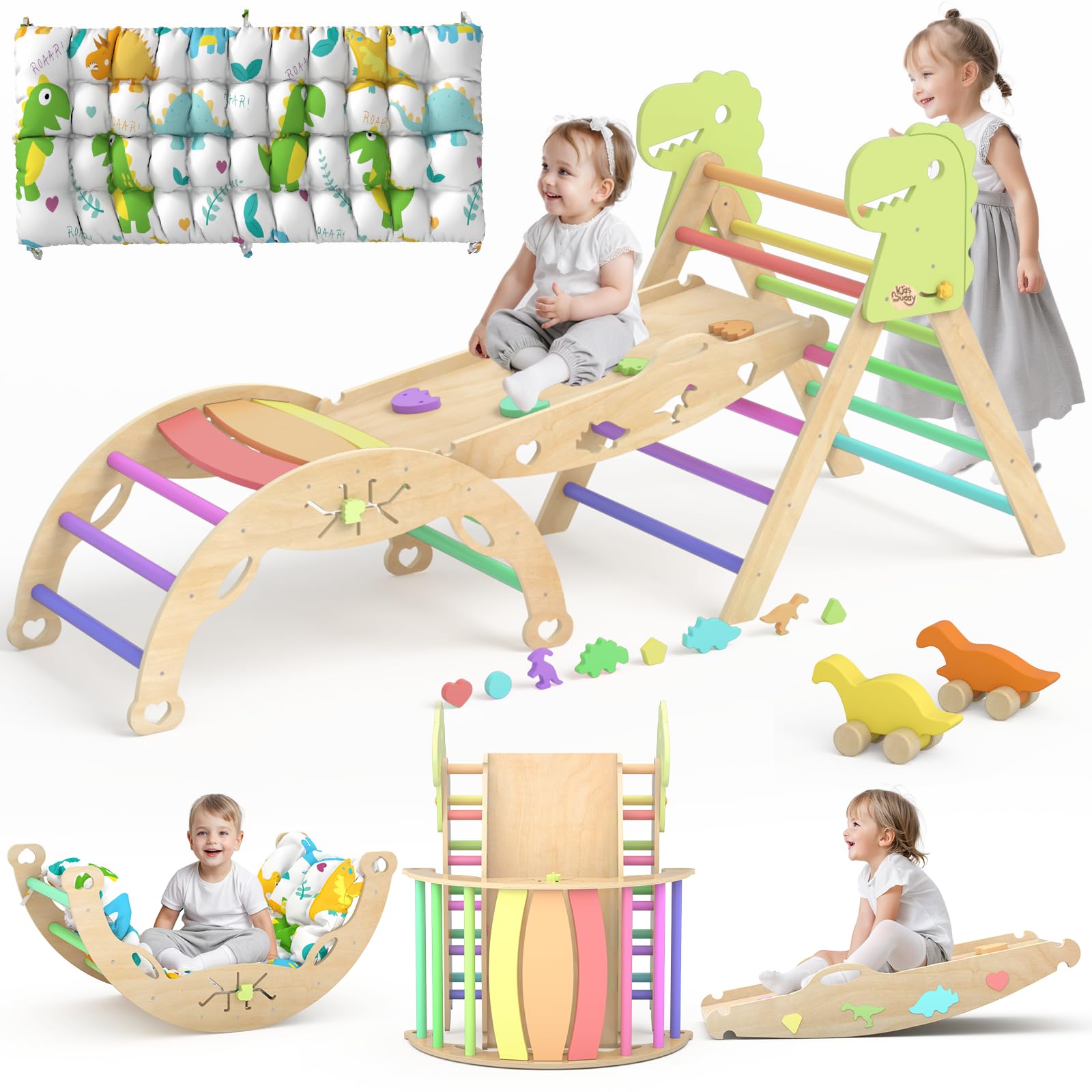 Kidsbuddy Pikler Triangle Set With Cushion 9 In 1 Large Climbing Toys – Cutebaby WBCBBB0DDCC3MWQ