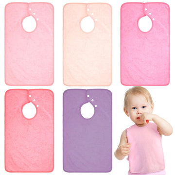 Hercicy Full Coverage Pullover Toddler Baby Bibs Terry Cloth Bibs with Snap Button for 0-4 Years Unisex Feeding Drooling(Cute,5 