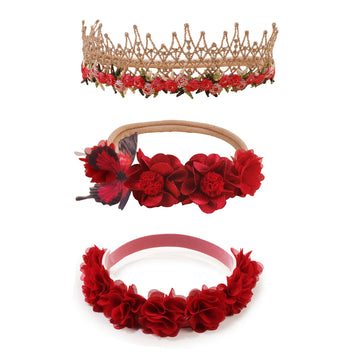 Mligril Baby Girl Nylon Headbands Flower Hair Bows Accessories-Elastic Hair Band Crown Handmade Floral Wraps Birthday Christmas