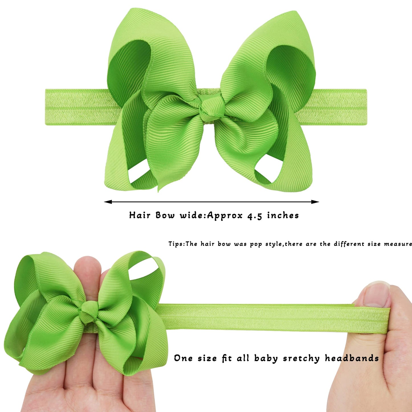 C  Llot Baby Girls Headbands Grosgrain Ribbon 4.5' Hair Bows Headband Big Bow Hair Bands For Toddler Pack Of 20