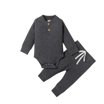 Newborn Baby Girl Boy Fall Clothes 3 6 12 18 24 Months Outfits Long Sleeve Knitted Cotton Romper & Pants Infant Winter Sets