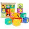 Kingtree Baby Blocks, 9PCS Soft Squeeze Building Blocks Stacking Toys for 6+ Months Babies, Baby Teething Chewing Educational Bl