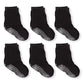 La Active Boys And Girls Kids Non-Slip Grip Crew Socks For Newborn Baby, Infants & Toddlers 8-10 Years - 6 Pairs - Black