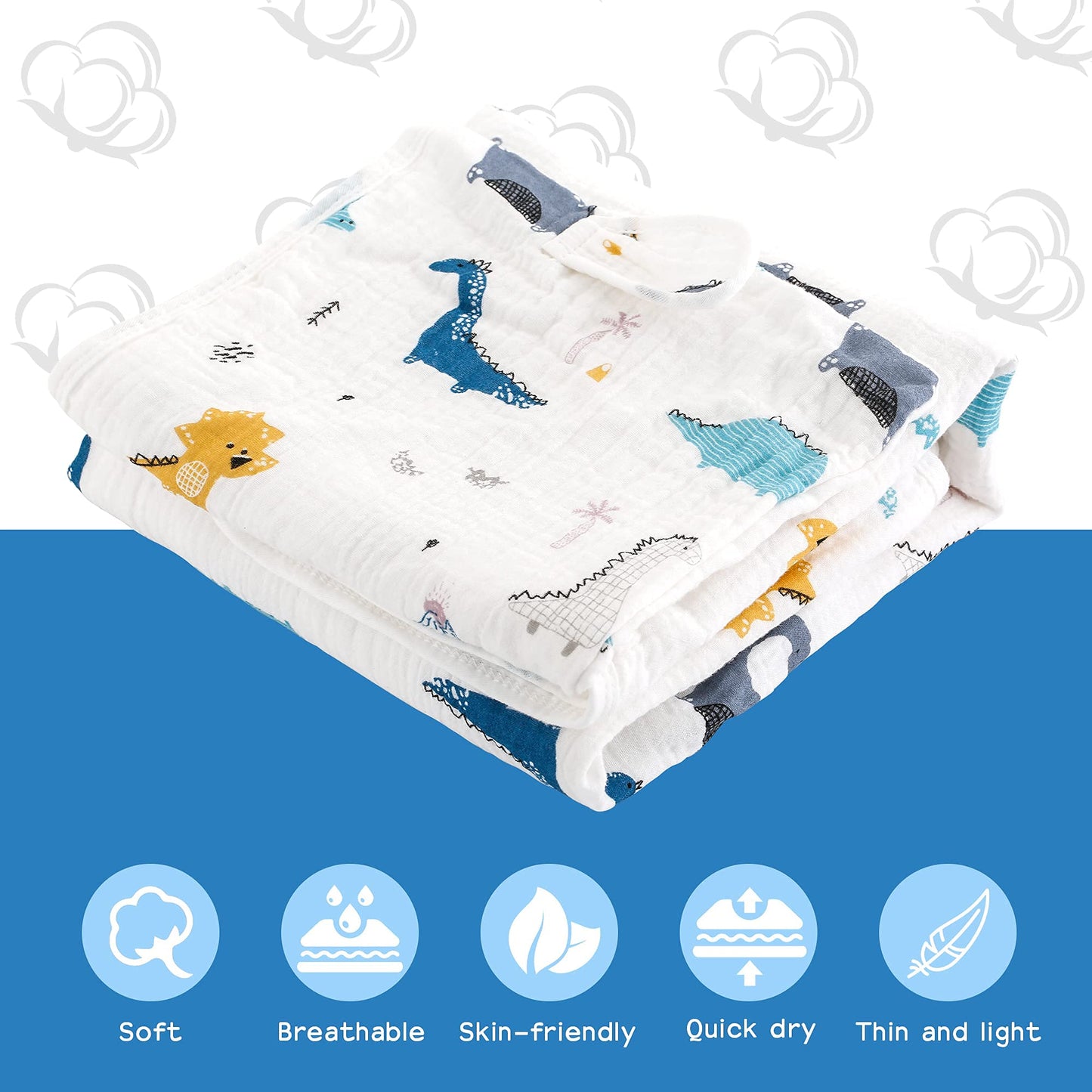 Hooded Towel Muslin Hooded Towel Made From Organic Cotton 6-Layer Cotton Bath Towel, Soft Bath Towels 27.5X55 Inches For Toddler
