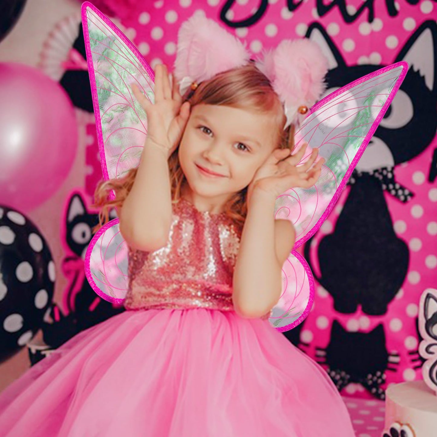 Quescu Fairy Wings For Adults,Butterfly Wings For Girls,Angel Wings,Fairy Costume For Women Halloween Dress Up Party Favor Rose