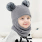 Baby Girls Boys Winter Hat Scarf Earflap Hood Scarves Toddler Kids (Grey-1, 2-5T)