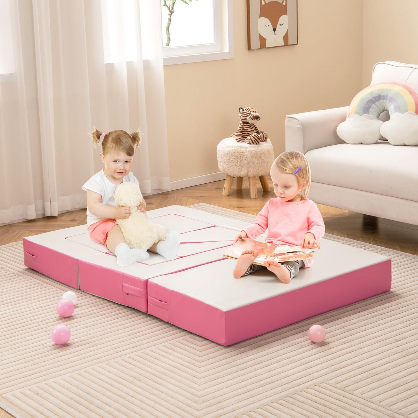 Costzon Climb And Crawl Foam Set, 4-In-1 Convertible Furniture Into Toddler Bed, Sofa, Table, Activity Play Blocks, 8-Piece Ligh