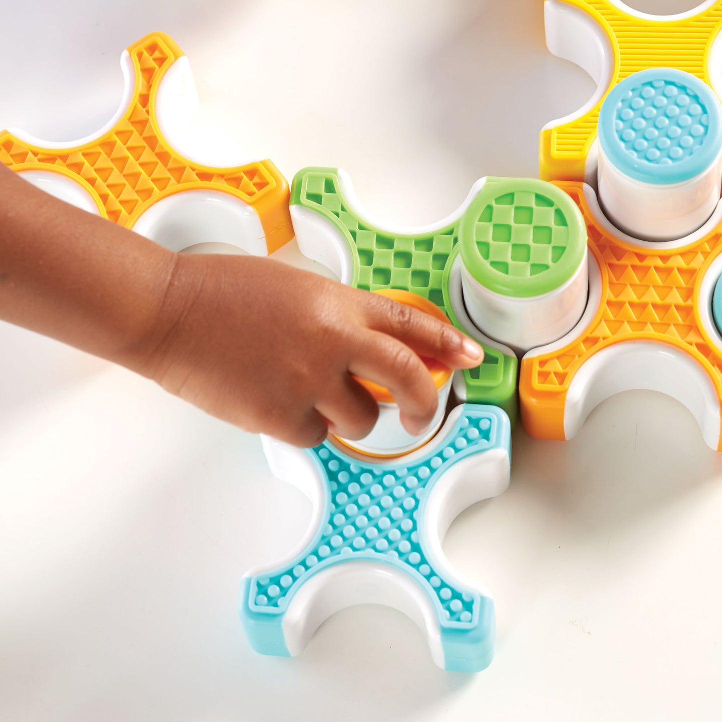 Guidecraft Grippies Stackers - 24 Piece Set, Stem Soft Grip Magnetic Building Toy for Toddlers