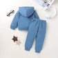 Happy Town Toddler Fall Outfits For Girl Boy Long Sleeve Hoodie Top And Long Sweatpants Set Toddler Sweatsuit (Solid Color-Navy