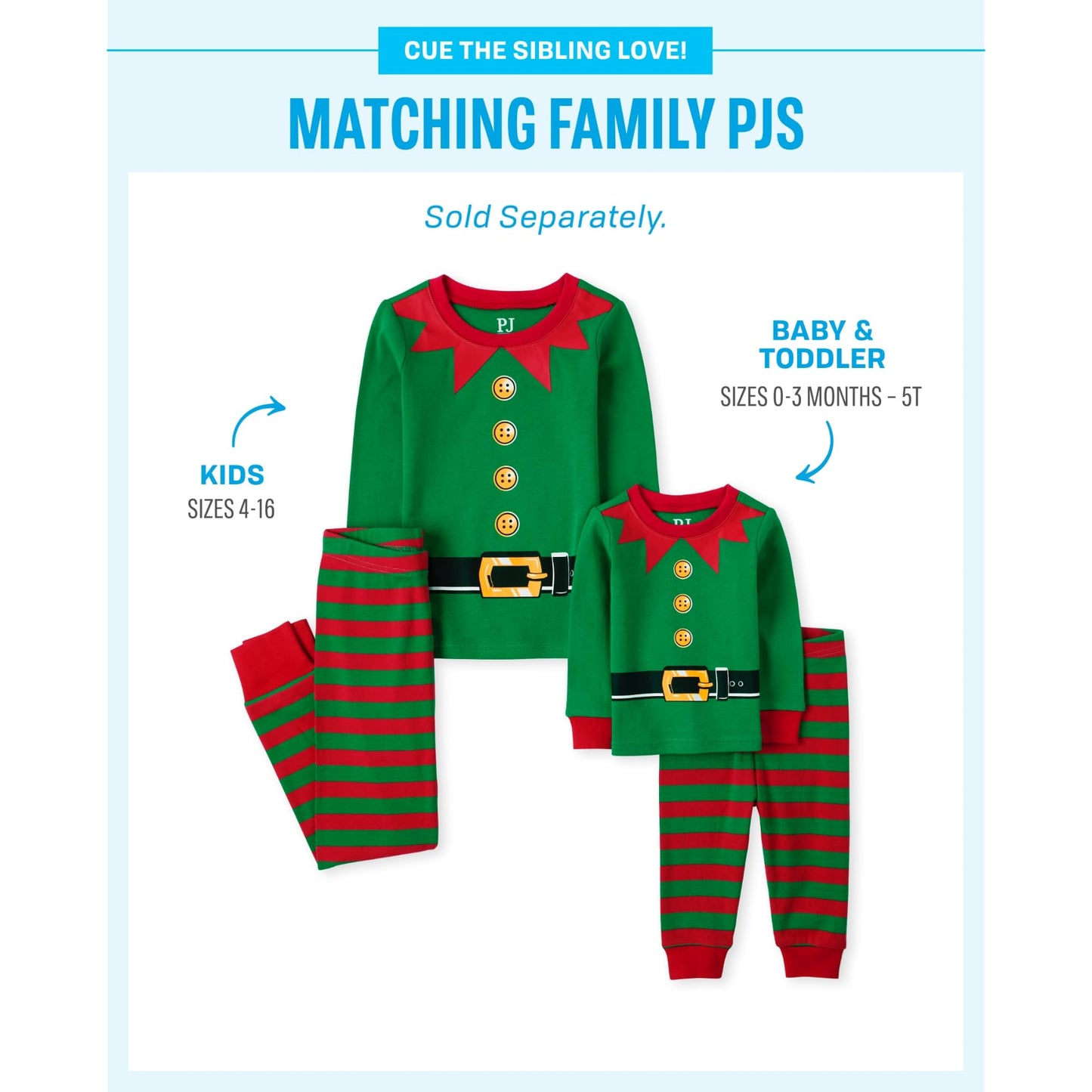 The Children'S Place Baby Girls Family Matching Christmas Holiday Sets, Snug Fit 100% Cotton, Pajama Set, Elf Suit, 4T Us