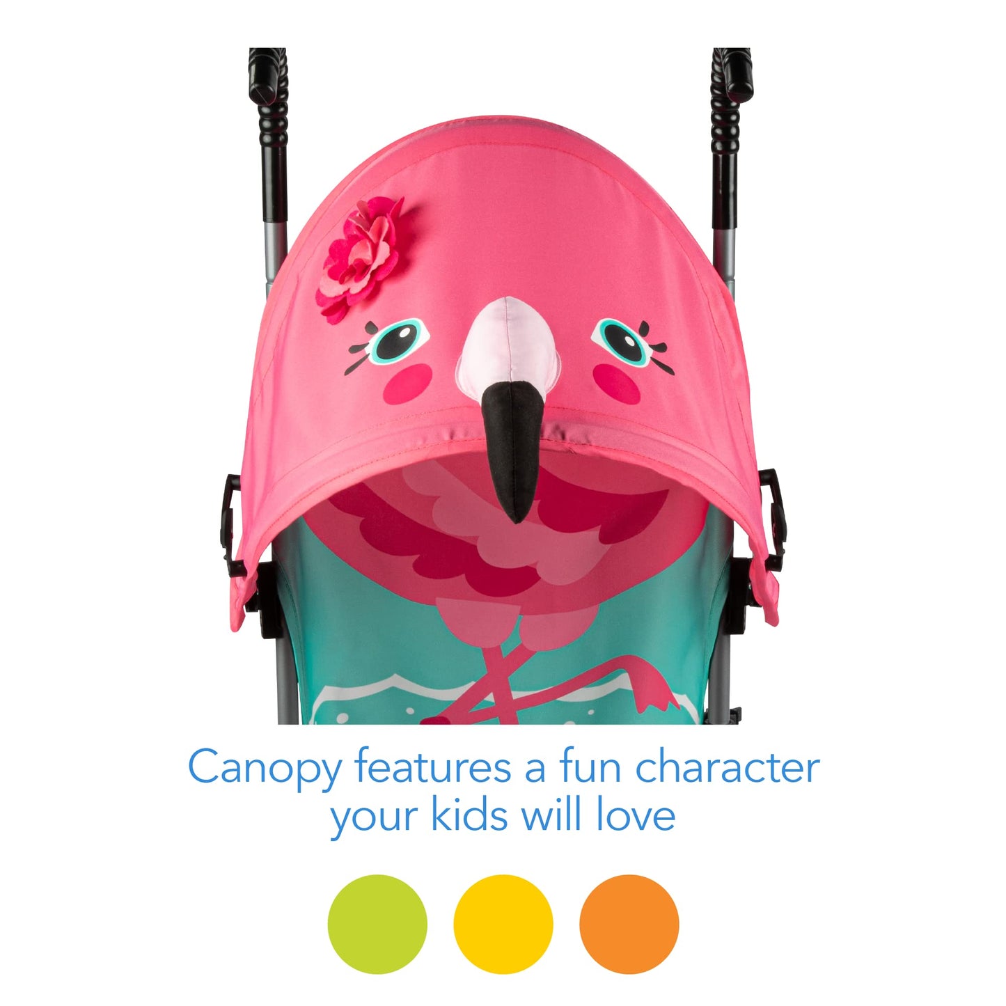 Cosco Character Umbrella Stroller, Easy To Store Anywhere With Its Compact Umbrella Fold, Pink Flamingo