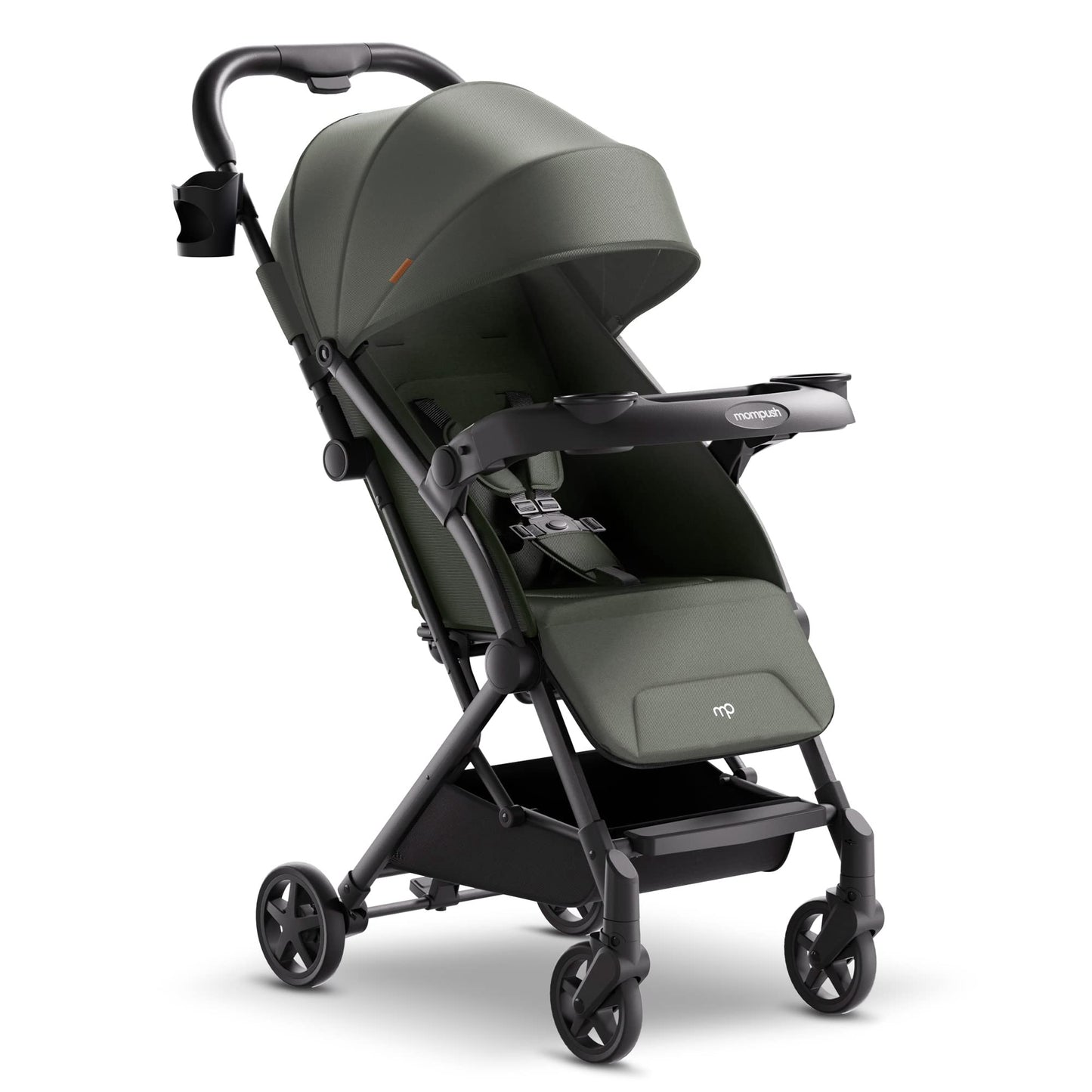 Mompush Lithe V2 Lightweight Travel Stroller, Compact Foldable Baby Stroller with Travel Bag, One-Hand Fold Stroller, Snack Tray