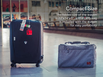 Ever Advanced Foldable Into Bag Travel Wagon Stroller For 2 Kids & Cargo, Collapsible Toddler Wagon With Removable Canopy, Adjus