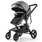 2-In-1 Convertible Baby Stroller With Aluminum Frame & Linen, Bassinet Stroller With Rubber Wheels, Foldable Infant Stroller Wit