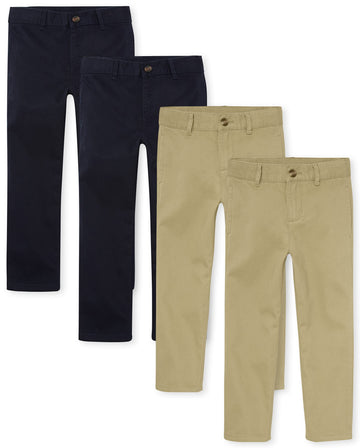 The Childrens Place Boys Stretch Chino Pants, Flaxnew Navy 4 Pack, 5