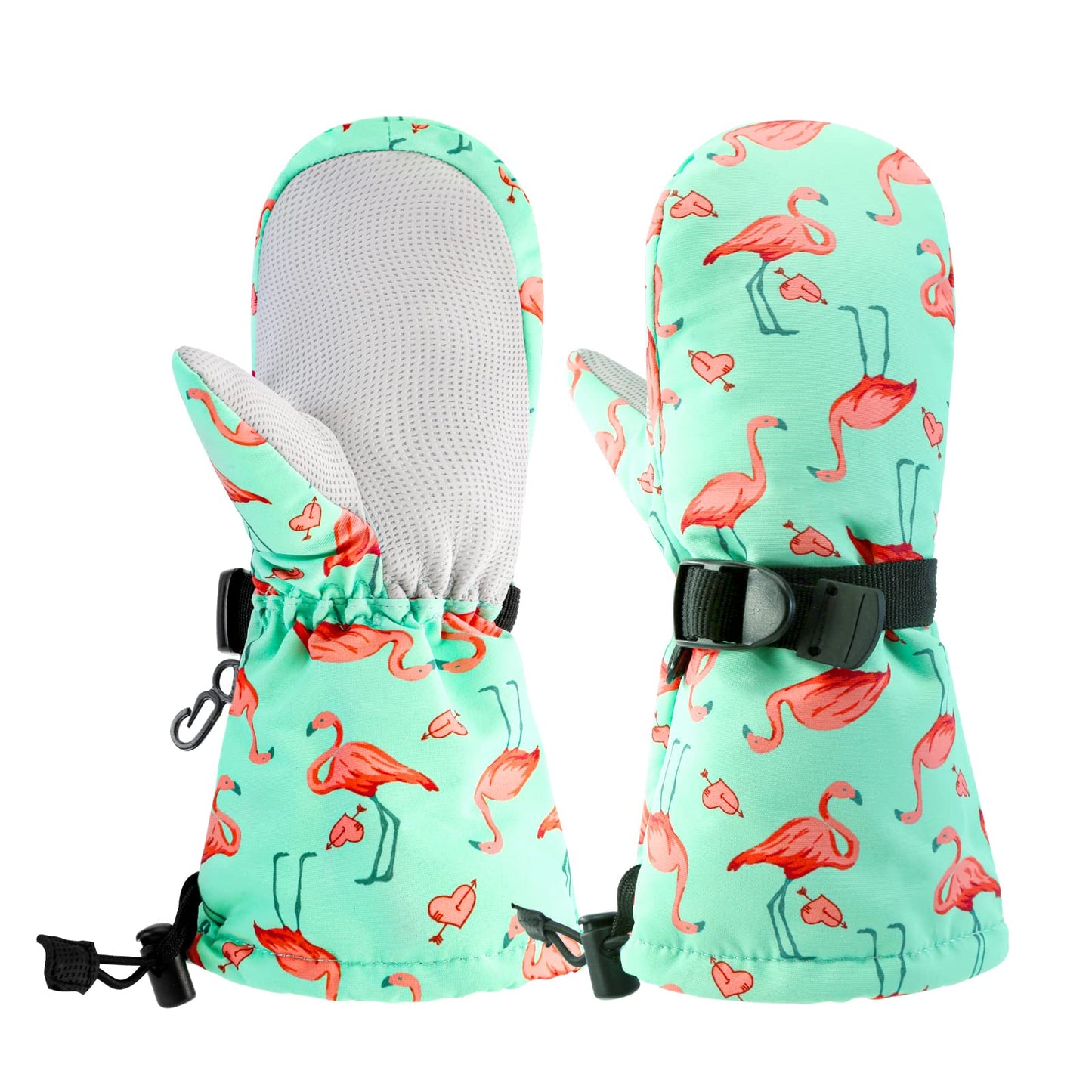 Bavst Winter Kids Waterproof Gloves For Boys Girls Snow Ski Toddler Baby Mittens Outdoor For Infant Teens 1-5T (Flamingo, M)