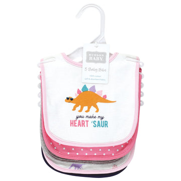 Hudson Baby Unisex Baby Cotton Bibs, Cute-A-Saurus, One Size