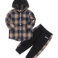 Fuermos Toddler Baby Boys Clothes Flannel Lattice Button Down Hoodied Tops +Pants Boys Fall Winter Outfits(2-3T) Black And Yello