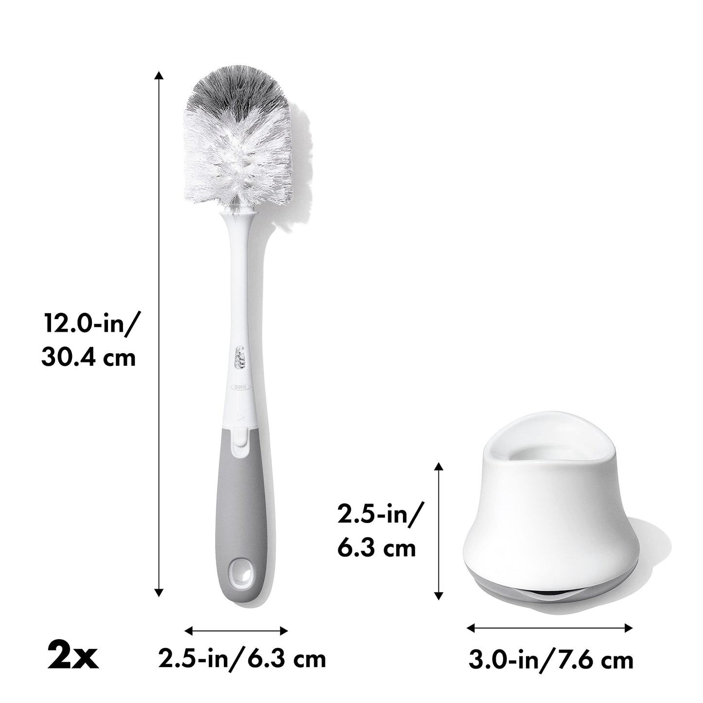 OXO Tot Bottle Brush with Nipple Cleaner and Stand - Gray, 2-Pack