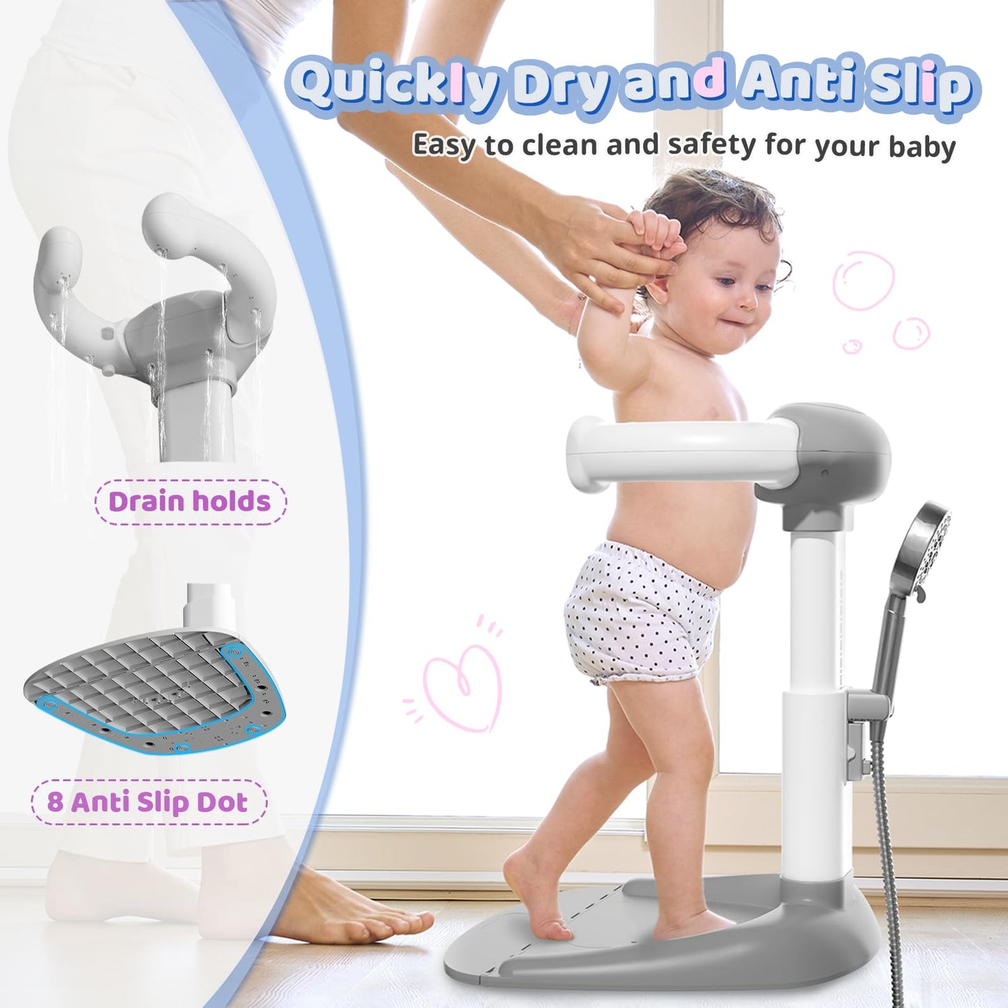Cooseya Baby Bathtub With Shower Stand Support | Anti-Pinch Soporte Para Baera De Beb  , Adjustable Shower Tower & Anti-Slip For