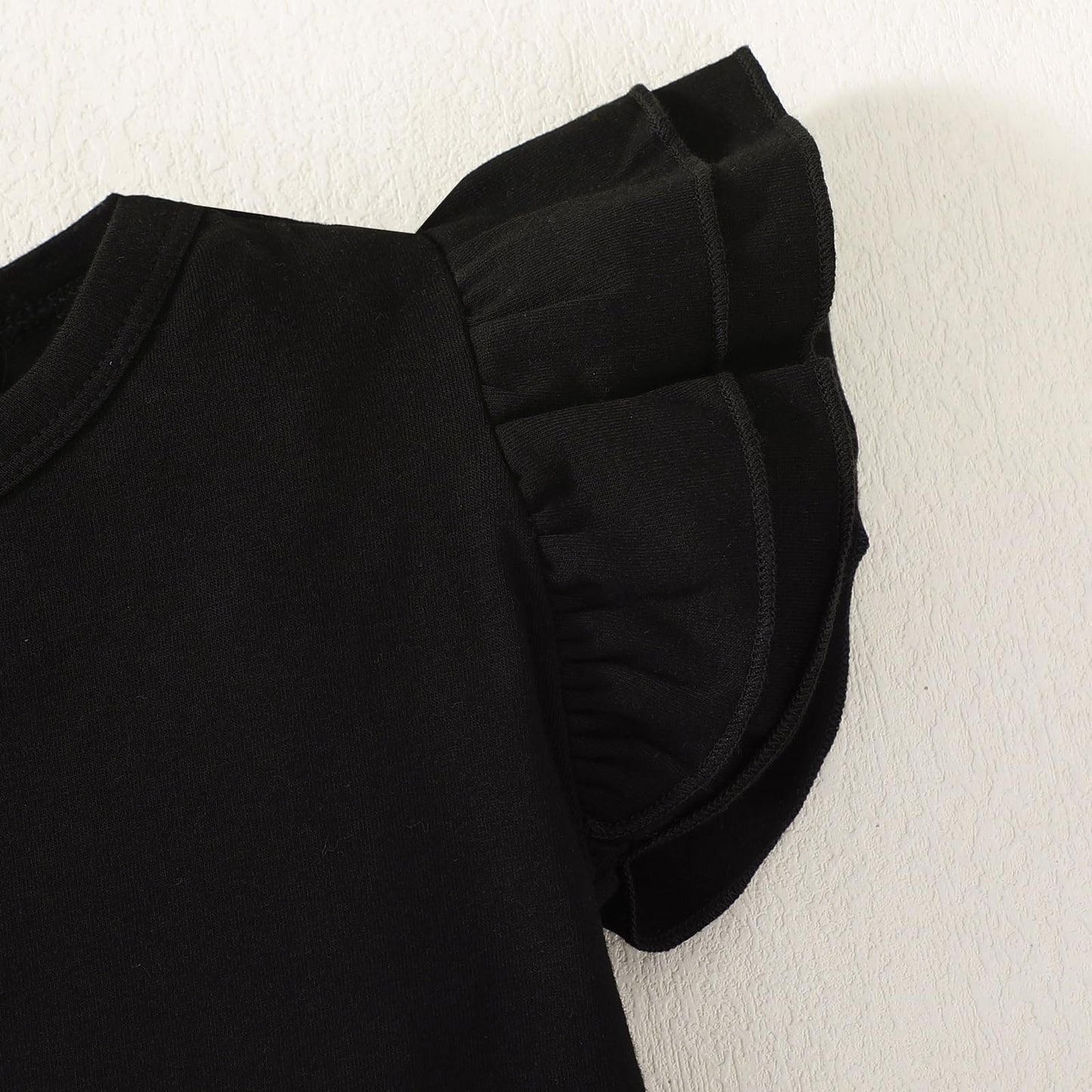 Zfzdren 12M-7Y Toddler Baby Girls T Shirt Solid Color Blouse Ruffle Top Cotton Basic Tees Plain Shirt (5-6 Years, A048)