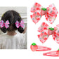 AACKS Kids Girls Strawberry Hair Bows Strawberry Hair Accessroies Fruit Hair Barrettes Strawberry Ribbon Bow