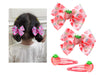 AACKS Kids Girls Strawberry Hair Bows Strawberry Hair Accessroies Fruit Hair Barrettes Strawberry Ribbon Bow