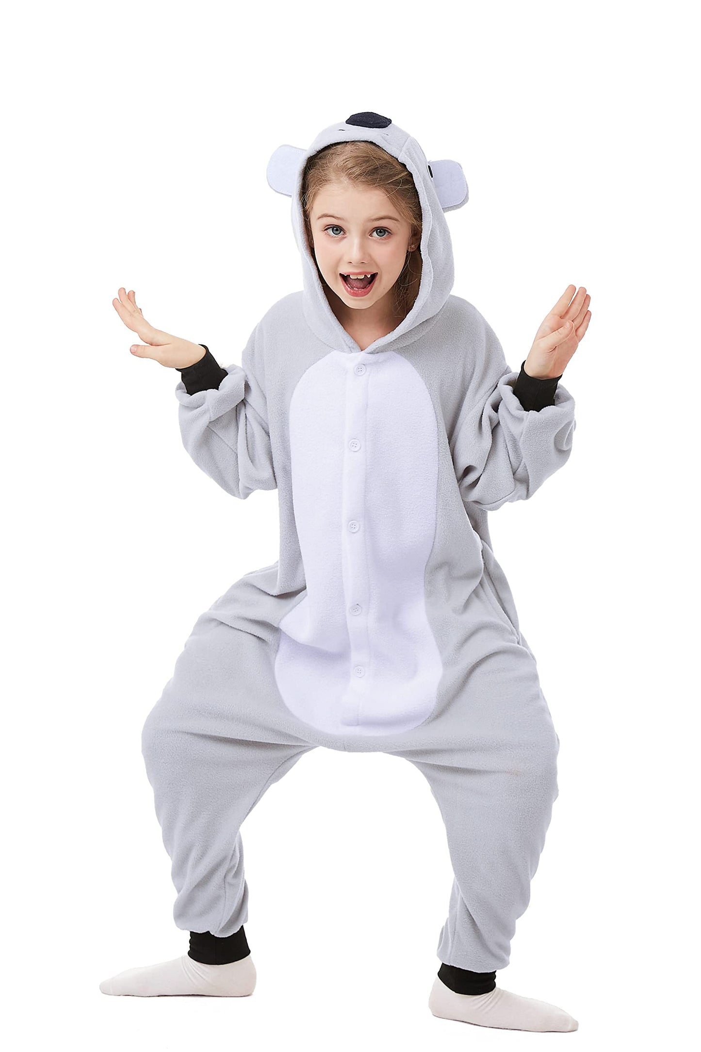 Canasour Koala Onesie Halloween Kids Cosplay Costume Girls Animal Unisex Outfuit One Piece Hooded Farm Soft Pajamas Grey Party 1