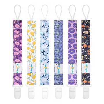Babygoal Floral Pacifier Clips, 6 Pack Binky Paci Holder And Leash For Boys And Girls Fits For Most Pacifier, Binkie Styles & Ba
